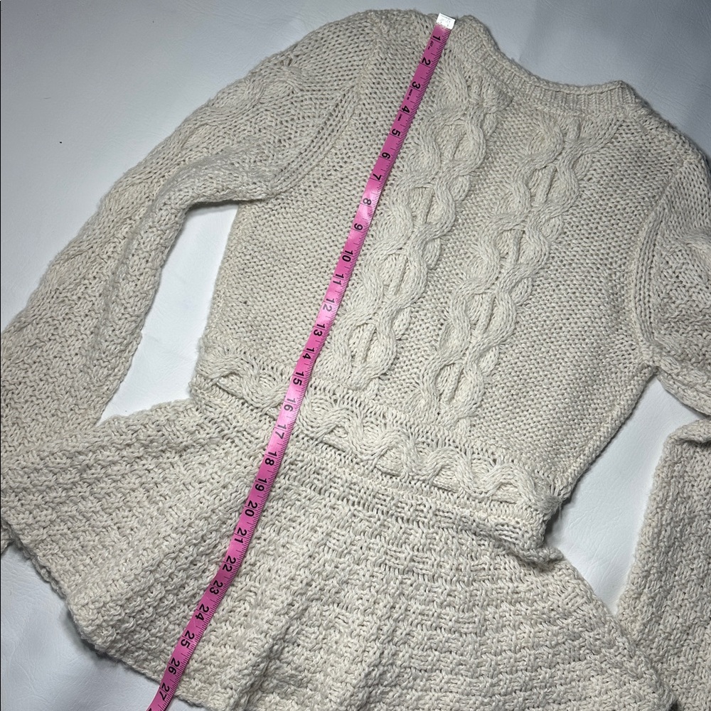 Anthropologie Sparrow Stitchy Peplum button cardigan tie waist wool blend M - Picture 11 of 11